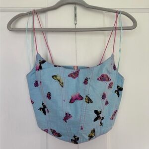 Urban Outfitters Blue Fitted Crop Camisole